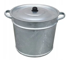 Cinkuotas plieno puodas 36cm su sieteliu ir dangčiu, 29l