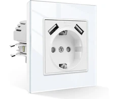 Cnbingo schuko lizdas su usb 16 a lizdas su įstatomu gnybtu crystal įleidžiamas lizdas - vienas usb lizdas baltas - 1 skyriaus sieninis lizdas su stikliniu rėmeliu