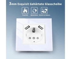 Cnbingo schuko lizdas su usb 16 a lizdas su įstatomu gnybtu crystal įleidžiamas lizdas - vienas usb lizdas baltas - 1 skyriaus sieninis lizdas su stikliniu rėmeliu