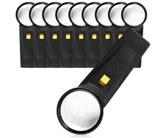 Com-four® 10x skaitymo didinamasis stiklas su led apšvietimu - 5x didinamasis stiklas namams ir kelionėms - skaitymo pagalba pagaminta iš stiklo su plačia rankena - apverčiamas rankinis didintuvas (10 vnt. pakuotė - su led)