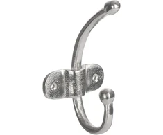 Com-four® 2 x sieniniai kabliukai, dvigubi metaliniai sieniniai kabliukai vonios kambariui, virtuvei, miegamajam ar drabužių spintai (9,5 x 8 x 18 cm) (2 vnt. - sieniniai kabliukai)