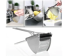 Com-four® bulvių trintuvas pagamintas iš nerūdijančio plieno, galima plauti indaplovėje, spaetzle presas, spagečių ledų presas, bulvių grūstuvas (nerūdijantis plienas, ergonomiška rankena)
