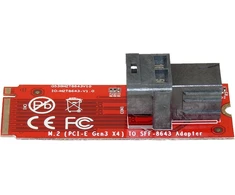 Computer District - adapteris / konverteris U2 (68 kontaktų Sff-8639) į M2 Pcie M Key (mini Sas Sff-8643) + 1 m ilgio kabelis Sff 8643 į U.2 Sff8639
