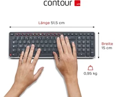 Contour Balance Klaviatūra | belaidė bluetooth klaviatūra su usb jungtimi | Qwertz išdėstymas | itin plona belaidė klaviatūra | skaičių klaviatūra + medijos klavišai | namams ir darbui | skirta windows ir mac
