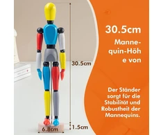 Coozee 30 cm modelio lėlė, vyriškas medinis manekenas, lankstus manekenas, medinė lėlė skirta piešimui pradedantiesiems, profesionalams ir menininkams, įvairių spalvų