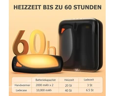 Cotop elektrinis rankų šildytuvas, 2 vnt. daugkartinio naudojimo kišeninis šildytuvas su įkrovimo dėklu, 14 000 Mah įkraunama baterija, 3 lygiai dvigubo šildymo iki 56°c, dovana slidinėjimui, stovyklavimui