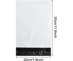 Cozlly 100 plastikinių siuntimo maišelių pakuotė 200 x 300 mm, lipnūs ir nepermatomi, balti