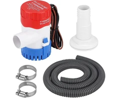 Cprosp triumo siurblys 12 V 1100 Gph su φ29 mm žarna, neautomatinis, su 1 x 1,88 m pilka žarna ir 2 žarnų spaustukais