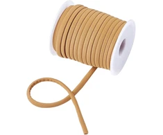 Craftdady 20 metrų pločio pinta elastinė juosta 5 mm elastinė virvė siuvimo amatams, drabužių siuvimui, smėlio ruda