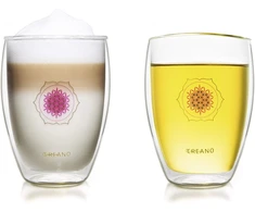Creano dvigubo stiklo arbatinė stiklinė, Latte Macchiato, termopuodelis „flower of Life“ | 250 ml, išskirtinėje dovanų dėžutėje, 2 vnt.