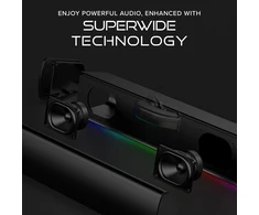 Kompiuterio kolonėlės Creative Sound Blaster Gs3 (balta) kompaktiška žaidimų garso juosta su Rgb ir Superwide technologija, maitinama Usb, Bluetooth 5.4, ausinių išvestis, skirta Pc ir Mac