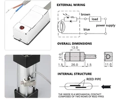 Cs1-u cilindro magnetinis jutiklis, pneumatinio cilindro magnetinis jungiklis, reed jungiklis, magnetinis pneumatinis cilindras, magnetinis reed jungiklis, jutiklis, elektroninis, 2 vnt.