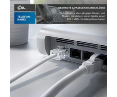 Laikiklis Csl – interneto kabelis maršrutizatoriaus kabelis, tae-f kištukas į rj45 kištuką, 15 m, interneto kabelis, maršrutizatorius į telefono lizdą, suderinamas su dsl vdsl fritzbox interneto maršrutizatoriumi į telefono lizdą tae, baltas