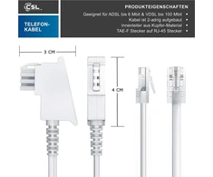 Laikiklis Csl – interneto kabelis maršrutizatoriaus kabelis, tae-f kištukas į rj45 kištuką, 15 m, interneto kabelis, maršrutizatorius į telefono lizdą, suderinamas su dsl vdsl fritzbox interneto maršrutizatoriumi į telefono lizdą tae, baltas