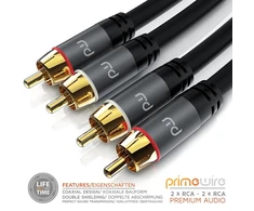 Csl Stereo Rca Audio Kabelis 0.5m, 2x Rca į 2x Rca, paauksuoti jungtys