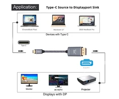 Cy 1.8m reversible displayport dp į usb 3.1 type c usb-c display male 8k hdtv kabelis nešiojamam kompiuteriui monitoriui