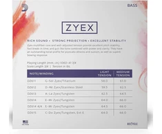 D'addario Zyex 3/4 Scale Light Tension bosinių stygų komplektas
