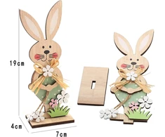 Dahi medinis velykinis dekoratyvinis stovas velykinio zuikučio dekoracija medinė velykinė dekoracija medinio triušio dekoratyvinis stovas velykoms, velykinė dekoracija (rabbit)