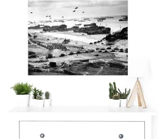 Dailės spaudiniai us desantiniai laivai plakatas omaha beach d-day 1944 didelis meno spaudinys storas popierius 18x24 coliai