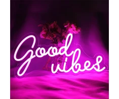 Dakabuka neoninis led ženklas "good Vibes" naktinė lempa sienų dekoravimui rožinė 5v usb maitinimas su reguliuojamu jungikliu miegamojo vakarėliui restoranui barui pub