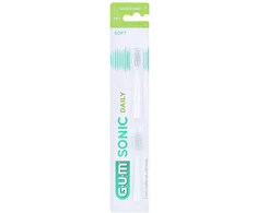 Dantų šepetėlis Gum Sonic Daily 4110 dantų šepetėlių galvutės, minkštos, baltos (2 vnt.)