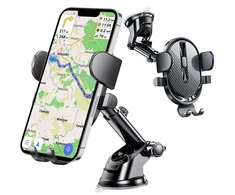 Daugiafunkcis automobilinis telefono laikiklis: stiklas, panelė, ventiliacija
