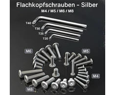 Dayalo varžtai su plokščia galvute, torx varžtai, m4 varžtai, nerūdijantis plienas a2 v2a, mašininiai varžtai, baldų varžtai su pilnu sriegiu ir torx raktu, m4 x 10 mm, 20 vnt.