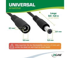 Dc prailginimo laidas 5.5x2.1mm, 2m, juodas