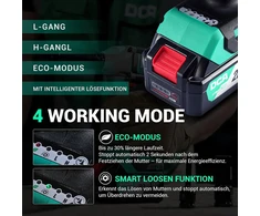 Dca 20v akumuliatorinis smūginis veržliaraktis su 4.0ah baterija, 13 mm fiksavimo žiedo tvirtinimu, belaidis smūginis veržliaraktis su 320nm dideliu sukimo momentu, 4 pakopų galios atsuktuvas automobilių darbams ir "pasidaryk pats" projektams