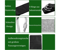 Dd Hammocks 4 sūpynių tvirtinimo elementų rinkinys, 2 vnt. 150 cm x 2,5 cm hamako tvirtinimo elementai, 2 vnt. 28 cm x 3,8 cm geležiniai kabliai, sūpynių priedai, hamako virvė su laikymo krepšiu, išorinis veltinio paminkštinimas
