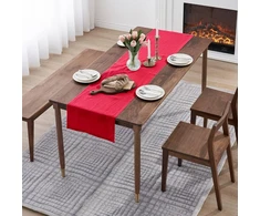 Decomira stalo takelis, staltiesė, lininė - 100% lininio audinio stalo užtiesalas - boho stalo dekoracija valgomajam stalui - raudonas 40 x 180 cm