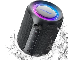 Kompiuterio kolonėlės Deeyaple bluetooth garsiakalbis, mažas nešiojamas muzikos grotuvas 5.3, ipx7 atsparus vandeniui, belaidis stereo sujungimas, laisvų rankų įranga, rgb apšvietimas, skirtas stovyklavimui lauke, sodo vakarėliams, kelionėms, 50% garsumas, 12 val. atkūrimas, j