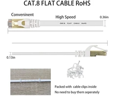 Deface Cat 8 ethernet kabelis 30m cat8 interneto kabelis plokščias gigabitinis didelio greičio ekranuotas rj45 lan kabelis baltas