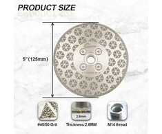 Deimantinis pjovimo diskas 125 mm galvanizuoti pjūklo diskai - dvipusis, skirtas granito, marmuro, keramikos, porceliano, akmens masės plytelių, kvarco pjovimui ir šlifavimui, M14 sriegis Sanleetek