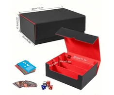 Dėklas kortų kaladei, talpinantis daugiau nei 2400 Mtg kortų be įmautės, magnetinė dėžutė, suderinama su Tcg Ygo Ptcg, Pu odos kortų laikymo dėžutė su 8 aukščiausios kokybės kortų skirtukais, skirta kortų saugojimui (juoda/raudona)
