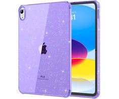 dėklas, suderinamas su ipad 10th generation 2022, ipad 10.9 colių, įbrėžimams atsparus skaidrus apsauginis dėklas, plonas dėklo dangtelis su smūgiams atspariu planšetinio kompiuterio dėklu, violetinis + blizgučiai