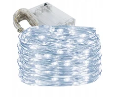 Dekorstar vielinės lemputės 100 led ant baterijų, šaltai baltos vielos, 10 m eglutės girlianda