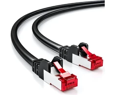 Deleycon 0.25m Cat6 patch kabelis gigabitinis Lan Dsl tinklo kabelis - ekranavimas S/ftp - paauksuoti kontaktiniai paviršiai - Rj45 kištukai - juodas