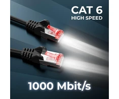 Deleycon 0,5 m Cat6 patch kabelis gigabitinis Lan Dsl tinklo kabelis - ekranavimas S/ftp - paauksuoti kontaktiniai paviršiai - Rj45 kištukai - juodas