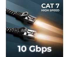 Deleycon 0,5 m Cat7 Lan kabelis - tinklo kabelis su variu ir nailono apvalkalu - Awg27 600 Mhz 10 Gbit/s S-ftp (pimf) Rj45 jungiamasis kabelis Ethernet kabelis interneto Dsl maršrutizatoriui - juodas