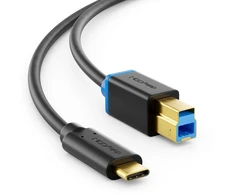 Deleycon 0,5 m Usb 3.0 spausdintuvo kabelis skaitytuvo kabelis - Type 3.1 kištukas - Usb C į Usb B - 5 Gbit/s duomenų kabelis, skirtas pvz., kompiuterio spausdintuvui, išoriniam standžiajam diskui - juodas