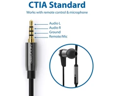 Deleycon 1 m ausinių prailginimo laidas Aux 3.5 mm lizdas Ctia 4 kontaktų Trrs mikrofono prailginimo kabelis stereo audio metalinis kištukas Pc mobilusis telefonas išmanusis telefonas planšetinis kompiuteris Hifi imtuvas (ypač plonas ir lankstus)