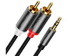 Deleycon 1 m jack į Rca kabelį 3.5 mm audio kabelio konverteris mobiliajam telefonui ir išmaniajam telefonui į Hifi imtuvą 3.5 mm Aux jack į Rca male (ypač plonas ir lankstus)