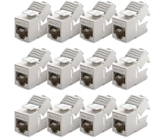 Deleycon 12x mini keystone cat 6a jack modulis, trumpa versija 30 mm (3 cm) ilgio, 10 gbps pilnai ekranuotas stp rj45 lizdo jungties pataisos kabelis, idealiai tinka cat7 cat6 cat6a tinklo kabelio lizdo pataisos skydeliui
