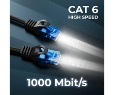 Deleycon 3.0 m Cat.6 ethernet gigabit lan tinklo kabelis Rj45 Cat6 patch kabelis, suderinamas su Cat.5 Cat.5e Cat.6a Cat.7 - juodas