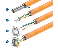 Deleycon 48x Cat6a Keystone lizdo modulis, tinklo kabelio jungtis, Stp ekranavimas, Rj45 lizdas, tinklo lizdas, skydelis, Keystone laikiklio ilgiklis