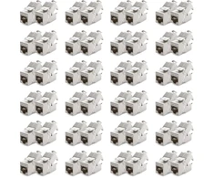 Deleycon 48x Cat6a Keystone lizdo modulis, tinklo kabelio jungtis, Stp ekranavimas, Rj45 lizdas, tinklo lizdas, skydelis, Keystone laikiklio ilgiklis