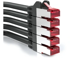 Deleycon 5 x 1 m Cat6 Patch kabelis S/ftp Pimf ekranavimas Cat-6 Rj45 tinklo kabelis Ethernet kabelis Lan Dsl jungiklis maršrutizatorius modemas prieigos taškas Patch Panels – juodas