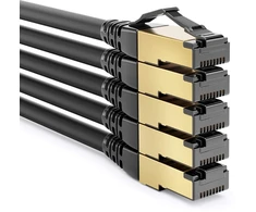Deleycon 5 x 2 m Cat8.1 patch kabelis, tinklo kabelis, duomenų kabelis, S/ftp Pimf, 2000 Mhz, 40 Gbit, Rj45, Lan Dsl kabelis, Cat.8 ethernet kabelis, Rj45 jungtis, juodas