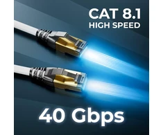 Deleycon Cat 8.1 tinklo kabelis, 1 m, baltas, Rj45, 40 Gbit/s